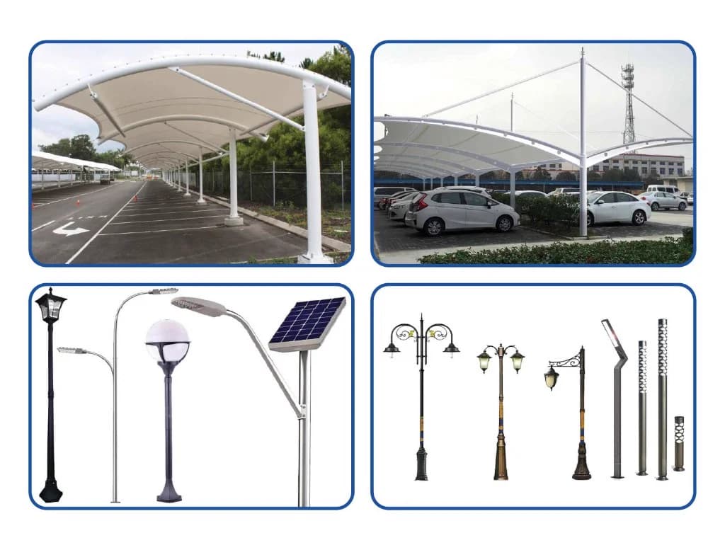 Customized Light Poles and Parking Sheds